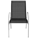 Stackable Garden Chairs 2 pcs Steel and Textilene Black - Front View