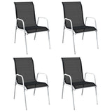 Stackable Garden Chairs 4 pcs Steel and Textilene Black