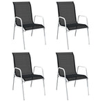 Stackable Garden Chairs 4 pcs Steel and Textilene Black