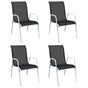Stackable Garden Chairs 4 pcs Steel and Textilene Black