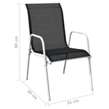 Stackable Garden Chairs 4 pcs Steel and Textilene Black - Close-Up Angle