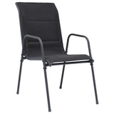 Stackable Garden Chairs 2 pcs Steel and Textilene Black - Front View