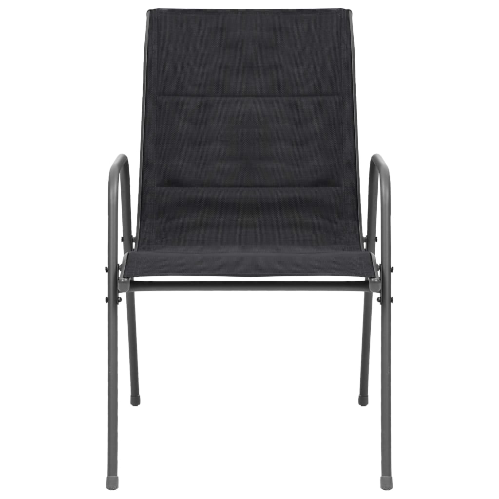 Stackable Garden Chairs 2 pcs Steel and Textilene Black