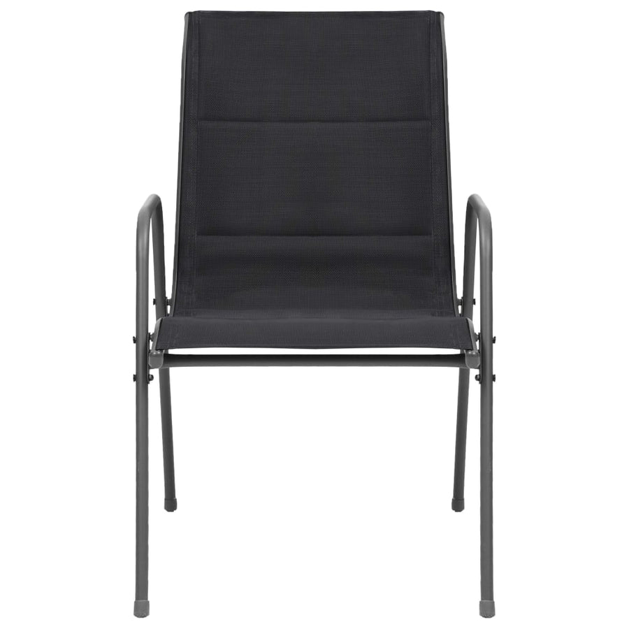 Stackable Garden Chairs 2 pcs Steel and Textilene Black