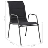 Stackable Garden Chairs 2 pcs Steel and Textilene Black - Close-Up Angle