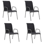 Stackable Garden Chairs 4 pcs Steel and Textilene Black