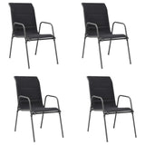 Stackable Garden Chairs 4 pcs Steel and Textilene Black