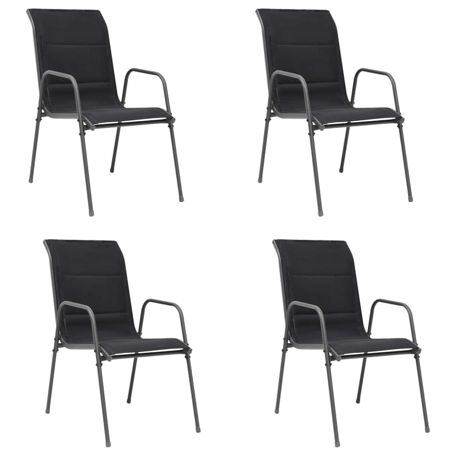 Stackable Garden Chairs 4 pcs Steel and Textilene Black
