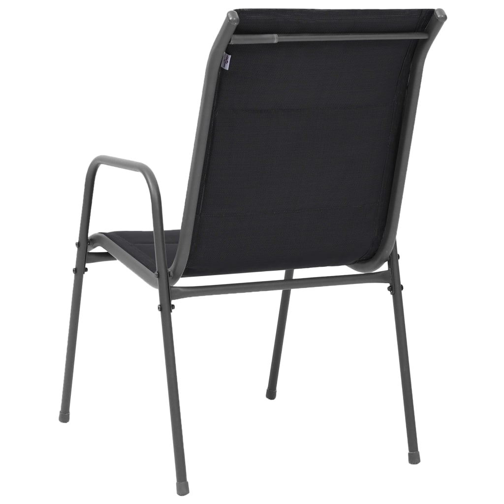 Stackable Garden Chairs 4 pcs Steel and Textilene Black