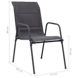 Stackable Garden Chairs 6 pcs Steel and Textilene Anthracite - Close-Up Angle