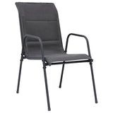 Stackable Garden Chairs 2 pcs Steel and Textilene Anthracite - Front View