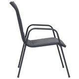 Stackable Garden Chairs 2 pcs Steel and Textilene Anthracite - Side View