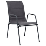 Stackable Garden Chairs 4 pcs Steel and Textilene Anthracite - Front View
