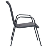 Stackable Garden Chairs 4 pcs Steel and Textilene Anthracite - Side View