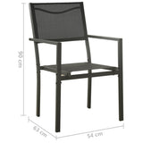 Garden Chairs 2 pcs Textilene and Steel Black and Anthracite - Low Angle