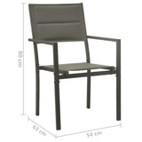 Garden Chairs 2 pcs Textilene and Steel Grey and Anthracite - Low Angle
