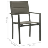 Garden Chairs 4 pcs Textilene and Steel Grey and Anthracite - Low Angle