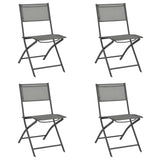 Folding Outdoor Chairs 4 pcs Grey Steel and Textilene