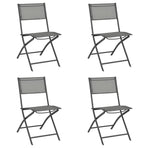 Folding Chairs 4 pcs Grey Steel and Textilene