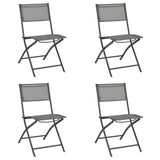 Folding Outdoor Chairs 4 pcs Grey Steel and Textilene
