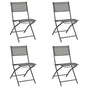 Folding Chairs 4 pcs Grey Steel and Textilene