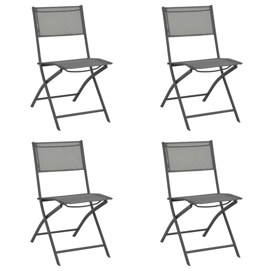 Folding Chairs 4 pcs Grey Steel and Textilene
