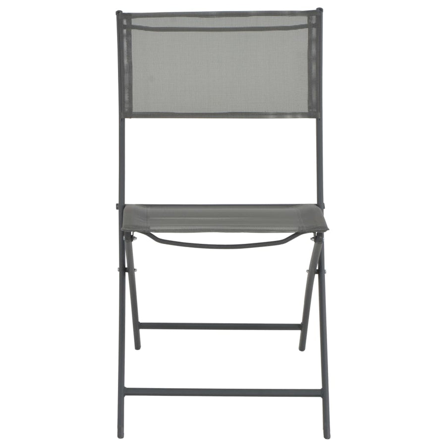 Folding Chairs 4 pcs Grey Steel and Textilene