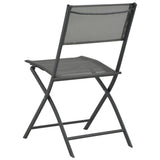 Folding Outdoor Chairs 4 pcs Grey Steel and Textilene