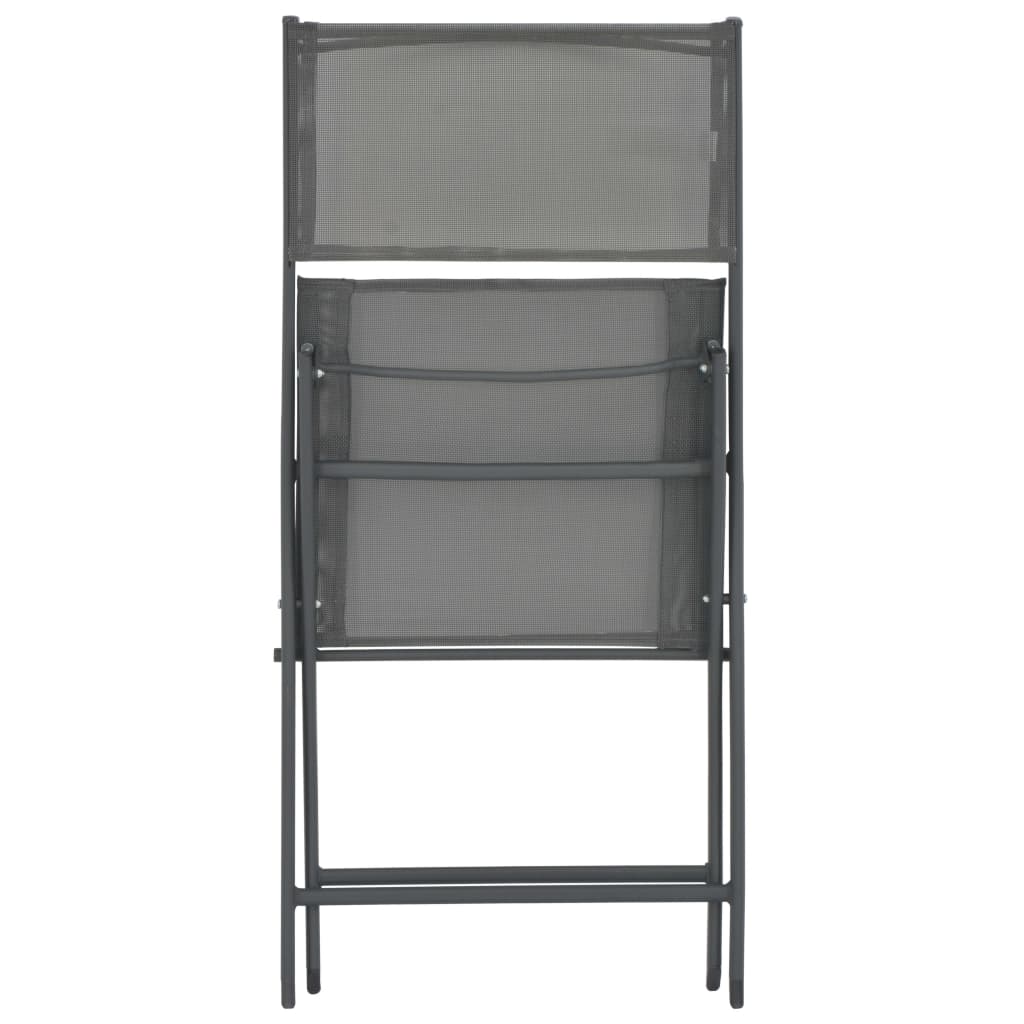 Folding Outdoor Chairs 4 pcs Grey Steel and Textilene