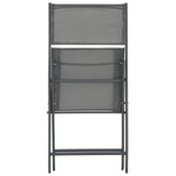 Folding Outdoor Chairs 4 pcs Grey Steel and Textilene - Rear View