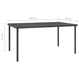 Outdoor Dining Table Anthracite 150x90x74 cm Steel - Rear View