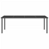 Outdoor Dining Table Anthracite 220x90x75 cm Steel and Glass - Front View