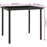 Outdoor Dining Table Anthracite 80x80x72 cm Glass and Steel - Top-Down View