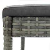Garden Bar Stools with Cushions 2 pcs Grey Poly Rattan - Low Angle