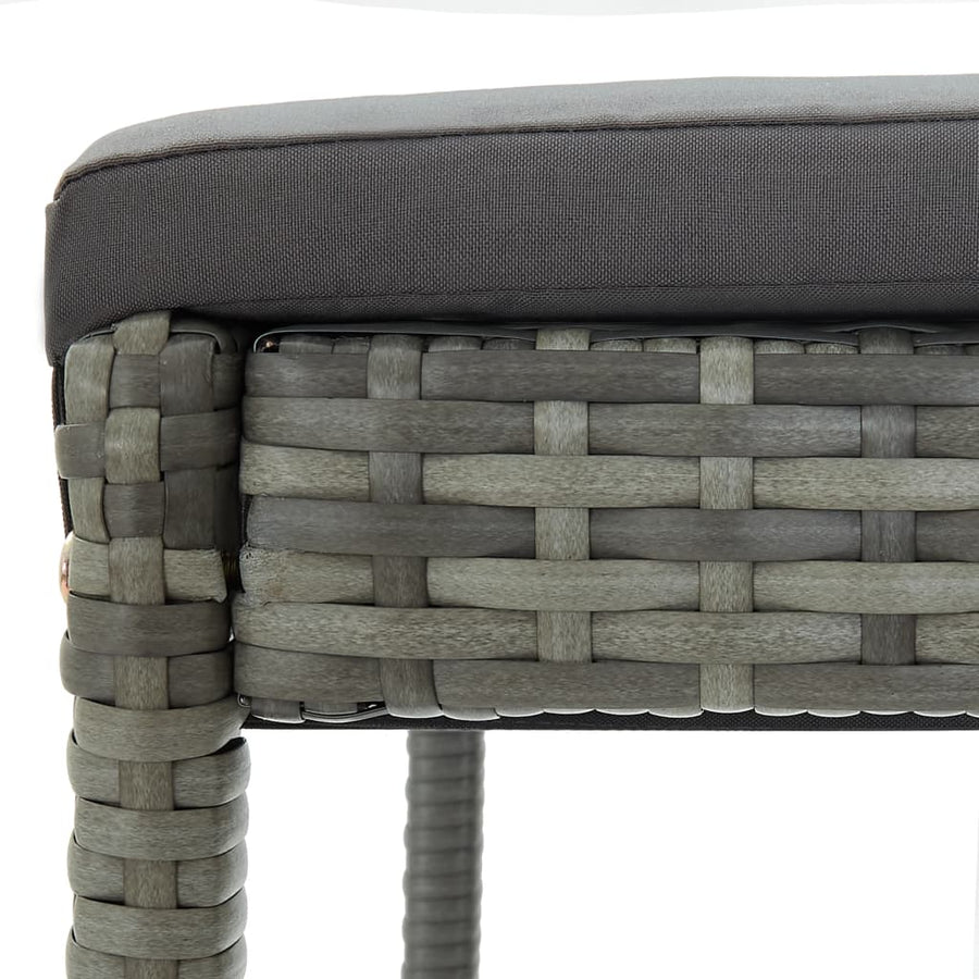 Garden Bar Stools with Cushions 2 pcs Grey Poly Rattan