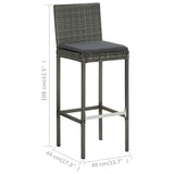 Garden Bar Stools with Cushions 2 pcs Grey Poly Rattan - Extra Image