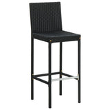 Garden Bar Stools with Cushions 4 pcs Black Poly Rattan - Side View