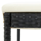 Garden Bar Stools with Cushions 4 pcs Black Poly Rattan - Low Angle