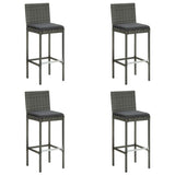 Garden Bar Stools with Cushions 4 pcs Grey Poly Rattan