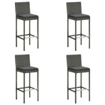 Garden Bar Stools with Cushions 4 pcs Grey Poly Rattan