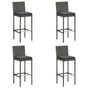 Garden Bar Stools with Cushions 4 pcs Grey Poly Rattan