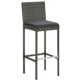 Garden Bar Stools with Cushions 4 pcs Grey Poly Rattan - Front View