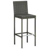 Garden Bar Stools with Cushions 4 pcs Grey Poly Rattan - Side View