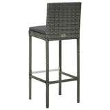 Garden Bar Stools with Cushions 4 pcs Grey Poly Rattan - Rear View