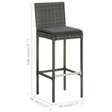 Garden Bar Stools with Cushions 4 pcs Grey Poly Rattan - Extra Image