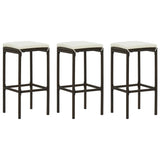 Bar Stools with Cushions 3 pcs Brown Poly Rattan