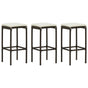 Bar Stools with Cushions 3 pcs Brown Poly Rattan