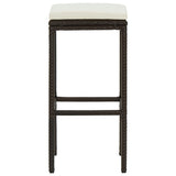 Bar Stools with Cushions 3 pcs Brown Poly Rattan