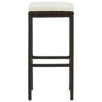 Bar Stools with Cushions 3 pcs Brown Poly Rattan