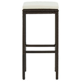Bar Stools with Cushions 3 pcs Brown Poly Rattan - Top-Down View
